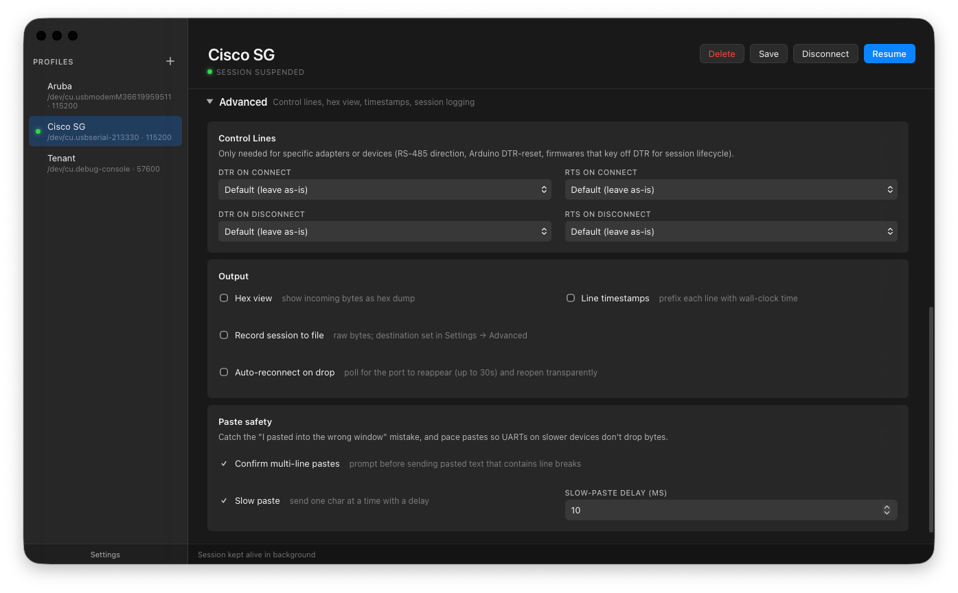 Advanced features (dark)